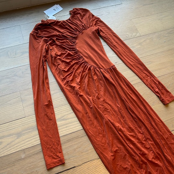 H&M Studio Collection Gathered Bodycon Dress (Burnt orange) - Picture 15 of 15